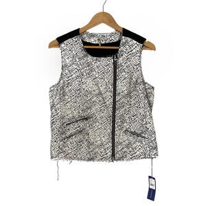 Rebecca Minkoff Women’s Size Medium Black White Ryder Jacket Ponte Zipper Vest